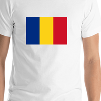 Thumbnail for Romania Flag T-Shirt - White - Shirt Close-Up View