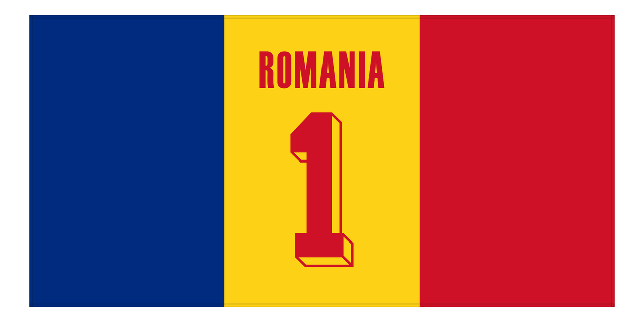Personalized Romania Jersey Number Beach Towel - Front View