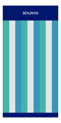 Thumbnail for Personalized Rugby Stripes Beach Towel II - Blue - Text Top - Front View