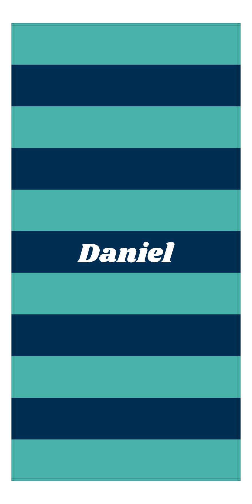 Personalized Rugby Stripes Beach Towel IV - Blue and Teal - Front View
