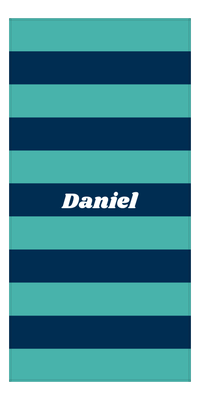 Thumbnail for Personalized Rugby Stripes Beach Towel IV - Blue and Teal - Front View