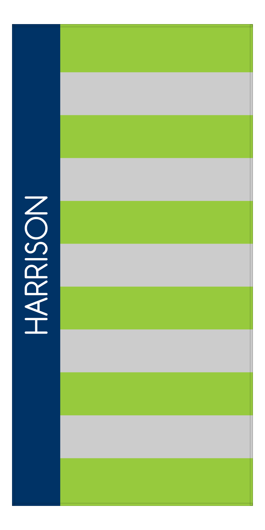 Personalized Rugby Stripes Beach Towel V - Green and Blue - Front View