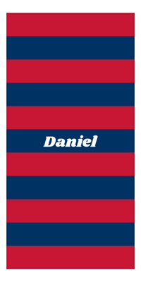 Thumbnail for Personalized Rugby Stripes Beach Towel IV - Red and Blue - Front View