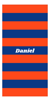 Thumbnail for Personalized Rugby Stripes Beach Towel IV - Orange and Blue - Front View