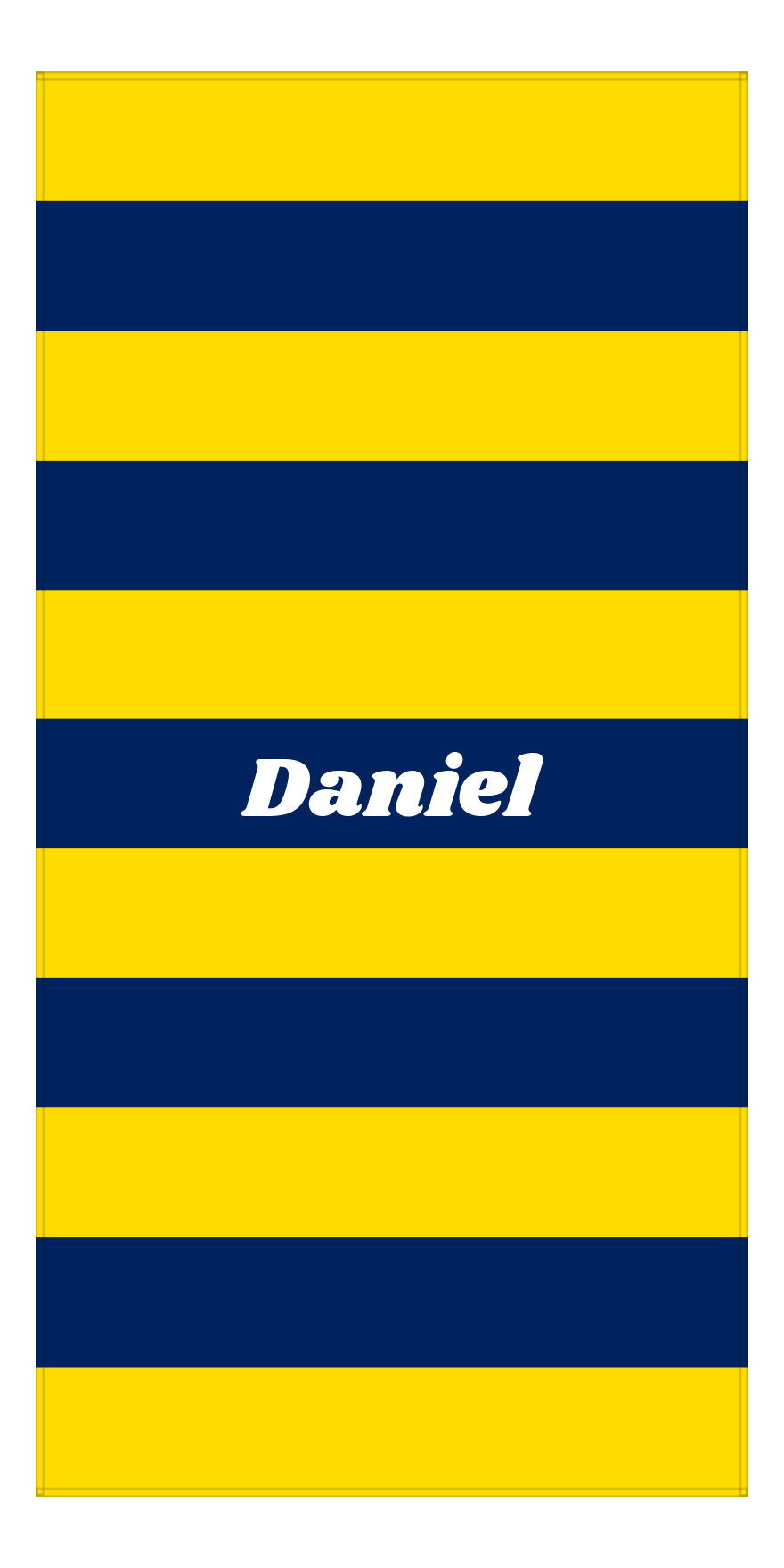 Personalized Rugby Stripes Beach Towel IV - Gold and Blue - Front View
