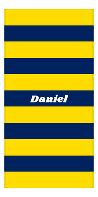 Thumbnail for Personalized Rugby Stripes Beach Towel IV - Gold and Blue - Front View
