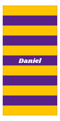 Thumbnail for Personalized Rugby Stripes Beach Towel IV - Purple and Gold - Front View