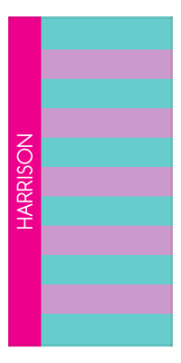 Thumbnail for Personalized Rugby Stripes Beach Towel V - Teal and Pink - Front View