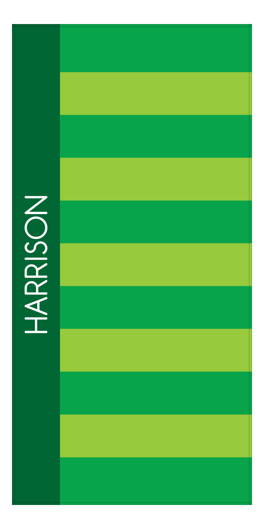 Personalized Rugby Stripes Beach Towel V - Shades of Green - Front View