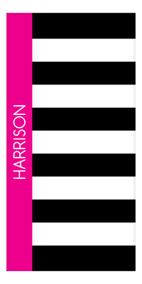Thumbnail for Personalized Rugby Stripes Beach Towel V - Black, White, and Pink - Front View