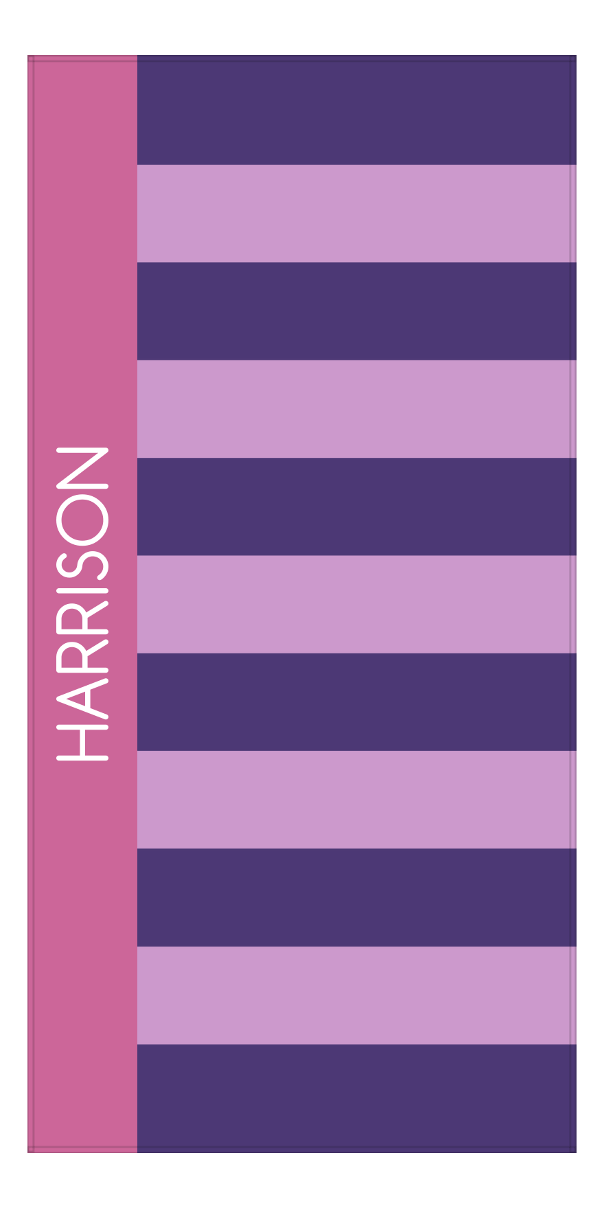 Personalized Rugby Stripes Beach Towel V - Shades of Purple - Front View