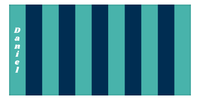 Thumbnail for Personalized Rugby Stripes Beach Towel IV - Horizontal - Blue and Teal - Text Left - Front View
