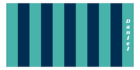 Thumbnail for Personalized Rugby Stripes Beach Towel IV - Horizontal - Blue and Teal - Text Right - Front View