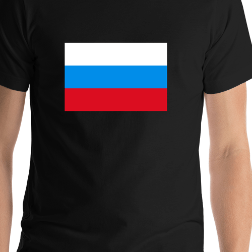 Russia Flag T-Shirt - Black - Shirt Close-Up View