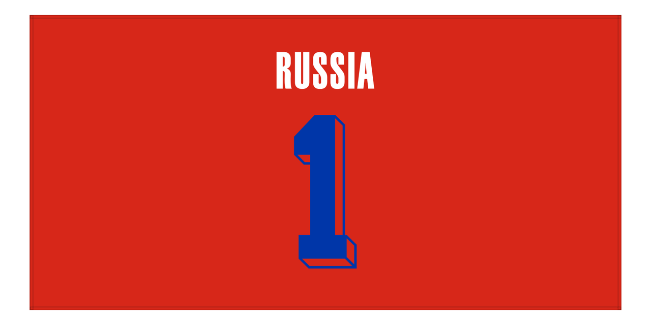 Personalized Russia Jersey Number Beach Towel - Red - Front View
