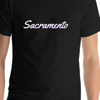 Thumbnail for Personalized Sacramento T-Shirt - Black - Shirt Close-Up View