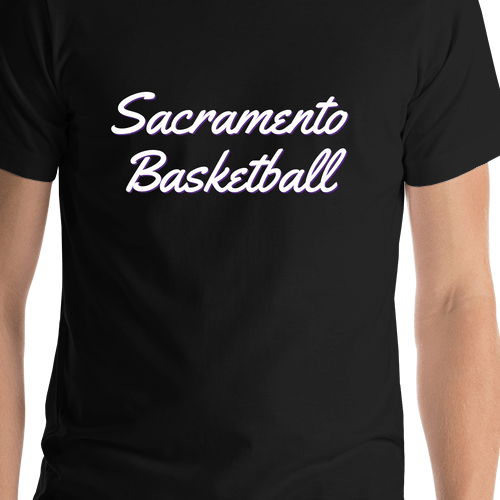 Personalized Sacramento Basketball T-Shirt - Black - Shirt Close-Up View