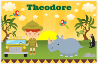 Thumbnail for Personalized Safari / Zoo Placemat I - Rhino Buddy - Redhead Boy -  View