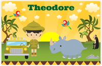 Thumbnail for Personalized Safari / Zoo Placemat I - Rhino Buddy - Asian Boy -  View