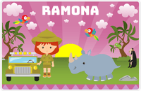 Thumbnail for Personalized Safari / Zoo Placemat II - Rhino Buddy - Redhead Girl -  View
