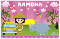 Thumbnail for Personalized Safari / Zoo Placemat II - Rhino Buddy - Asian Girl -  View