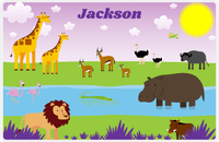 Thumbnail for Personalized Safari / Zoo Placemat VII - Savanna Buddies - Purple Background -  View