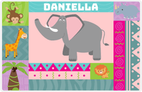 Thumbnail for Personalized Safari / Zoo Placemat XI - Safari Kids - Pink Background -  View