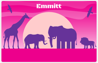 Thumbnail for Personalized Safari / Zoo Placemat XII - Adventure Safari - Pink Background -  View
