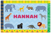 Thumbnail for Personalized Safari / Zoo Placemat XIV - Border Patterns - Blue Background -  View