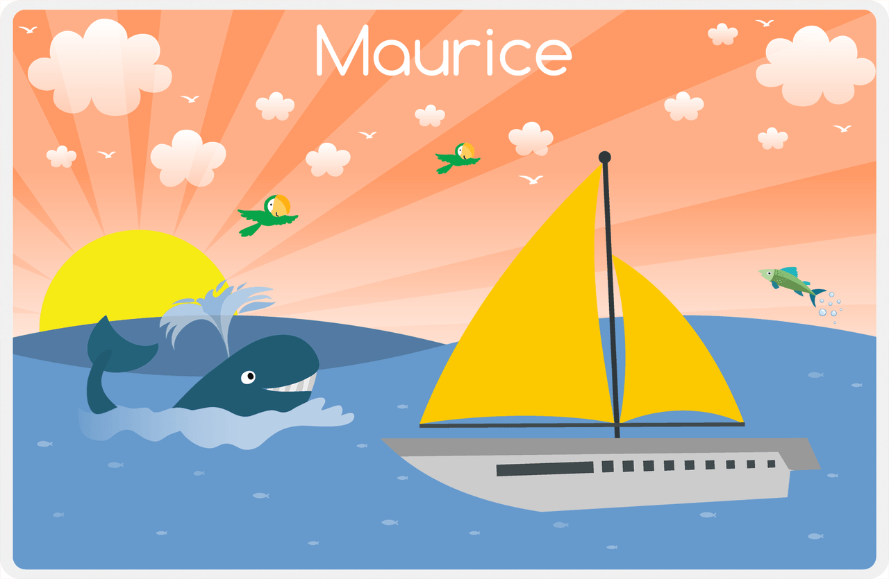 Personalized Sailboats Placemat I - Whale Sail -  View