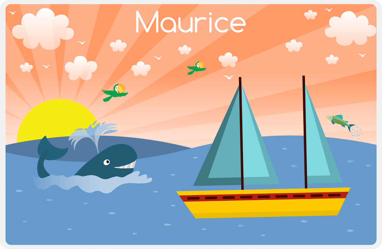 Personalized Sailboats Placemat I - Whale Sail -  View