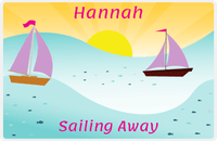 Thumbnail for Personalized Sailboats Placemat II - Sailing Away - Yellow Background -  View