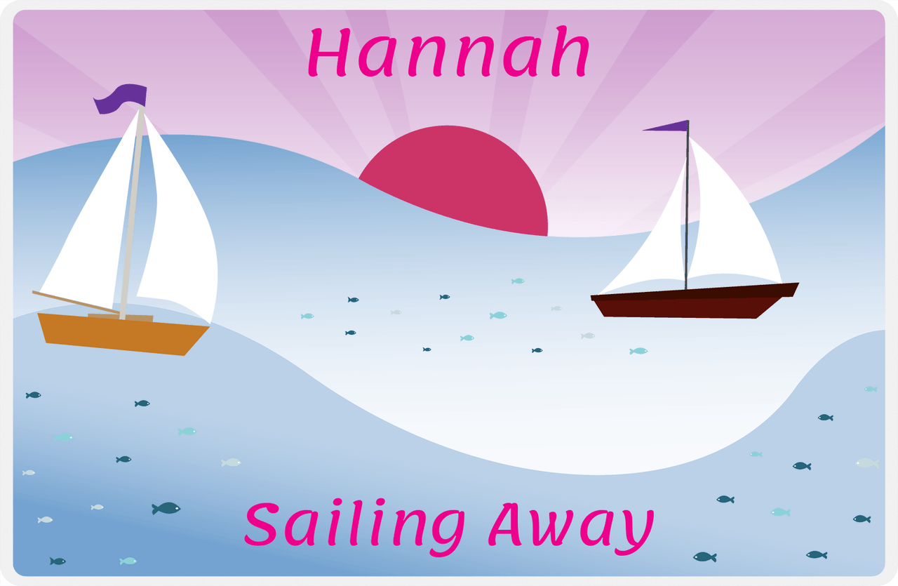 Personalized Sailboats Placemat II - Sailing Away - Purple Background -  View