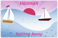 Thumbnail for Personalized Sailboats Placemat II - Sailing Away - Purple Background -  View