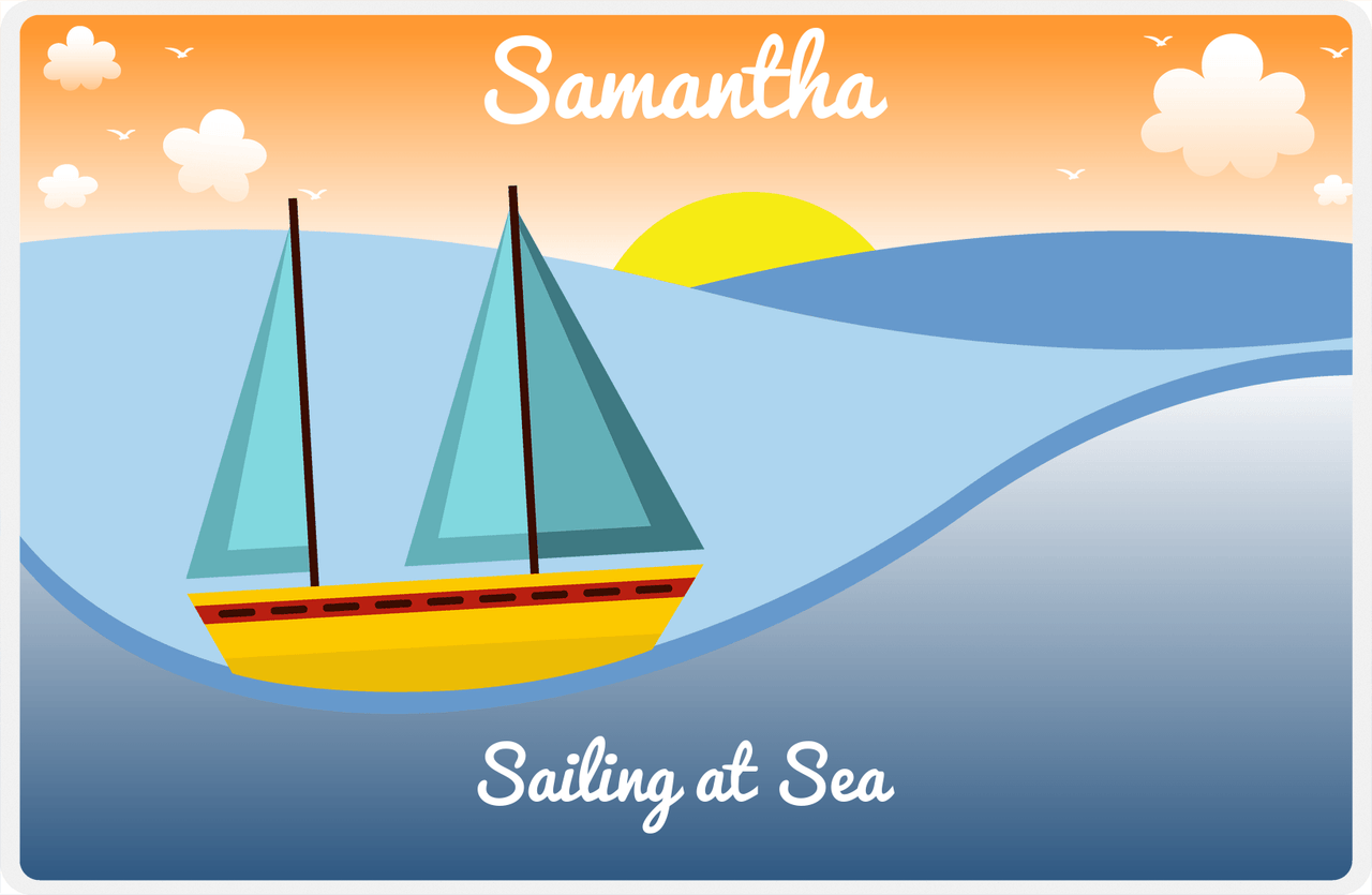 Personalized Sailboats Placemat V - Sailing at Sea -  View