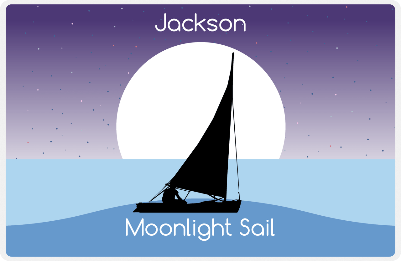 Personalized Sailboats Placemat X - Moonlight Sail -  View