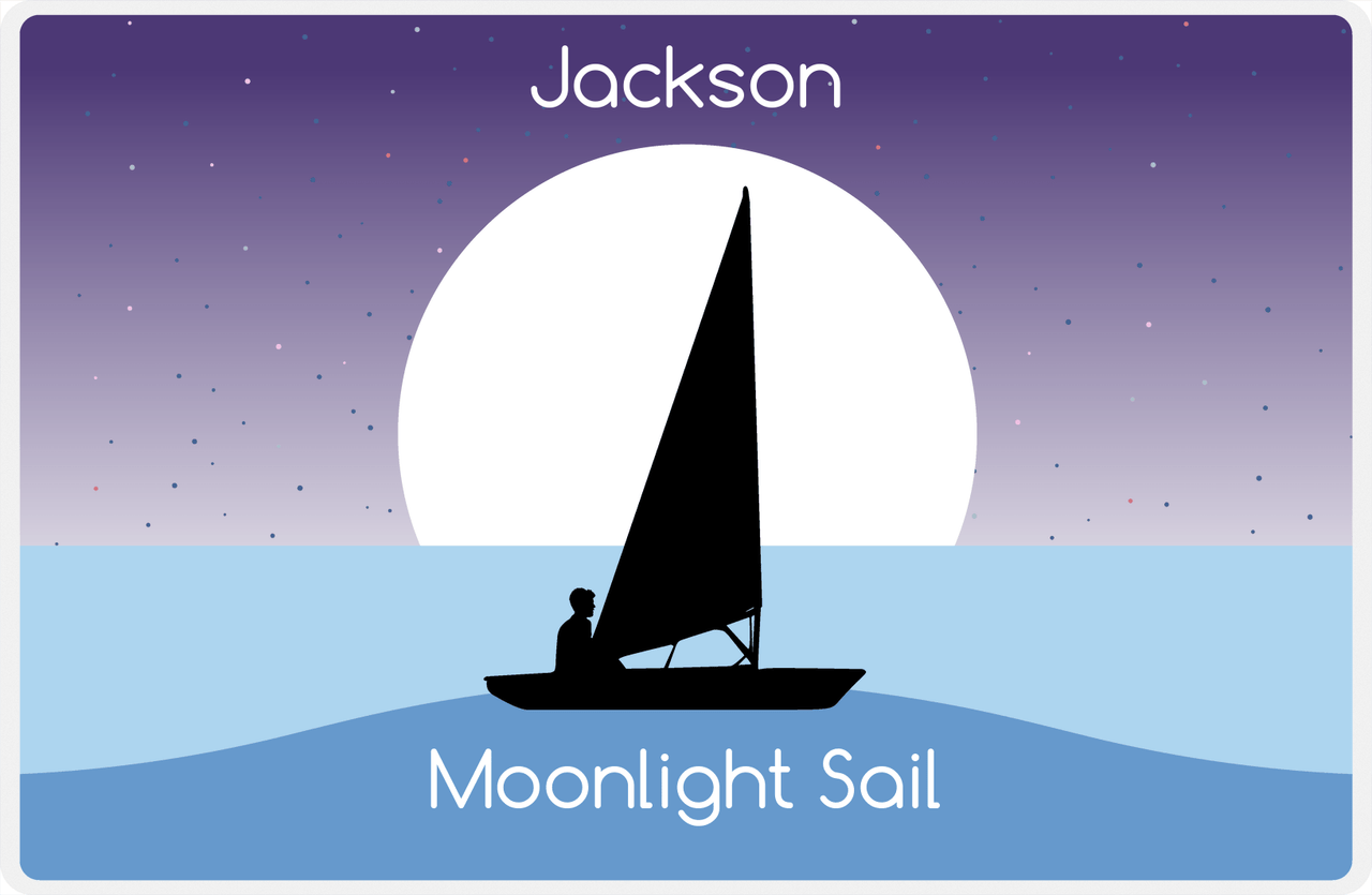 Personalized Sailboats Placemat X - Moonlight Sail -  View