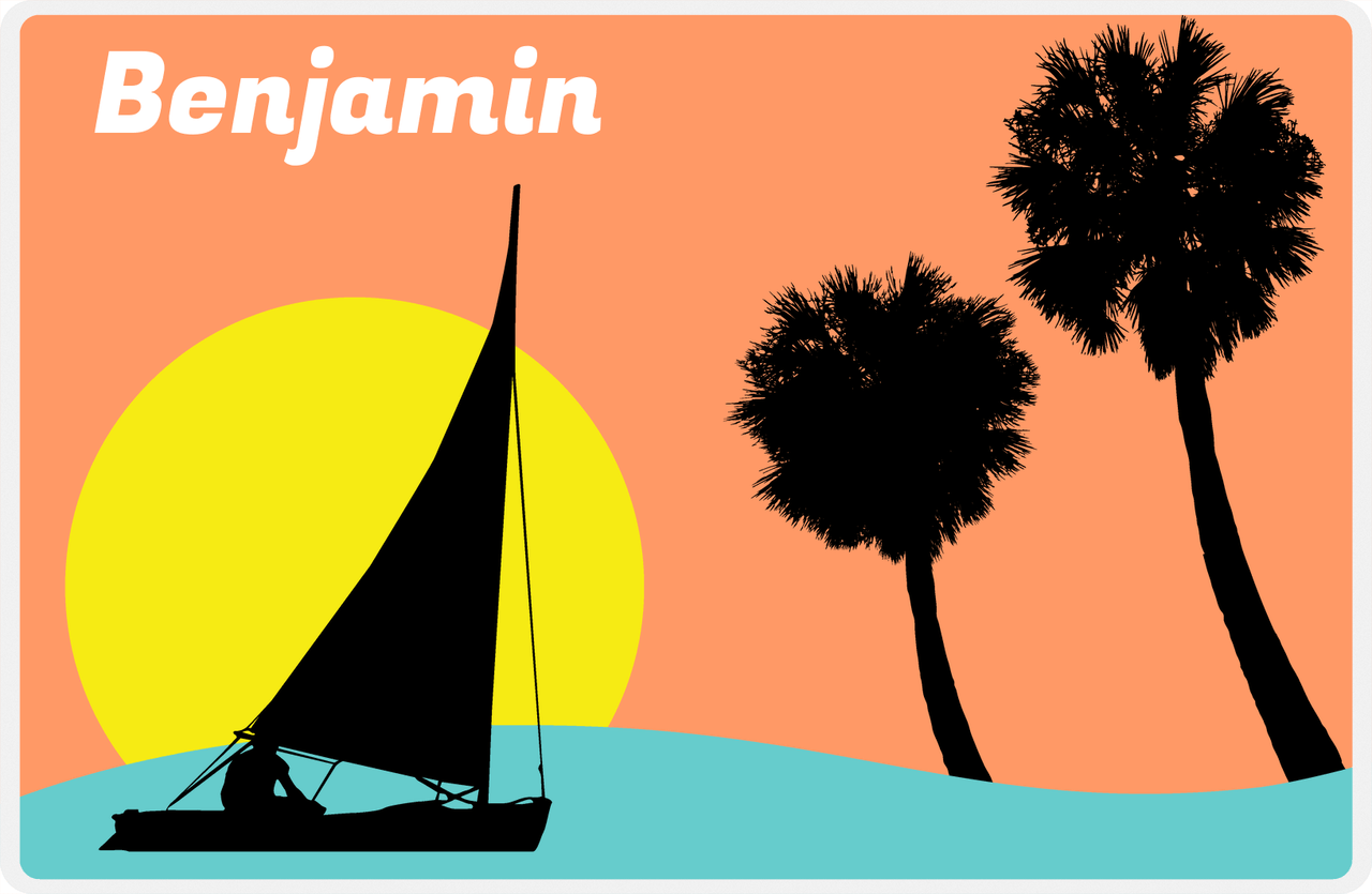 Personalized Sailboats Placemat VIII - Sailing Silhouette -  View