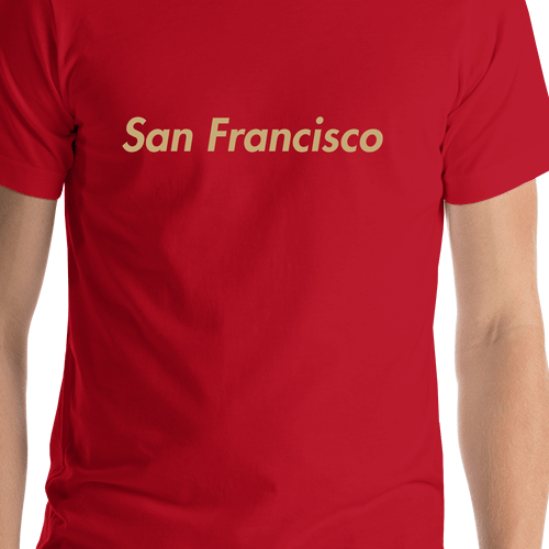 Personalized San Francisco T-Shirt - Red - Shirt Close-Up View