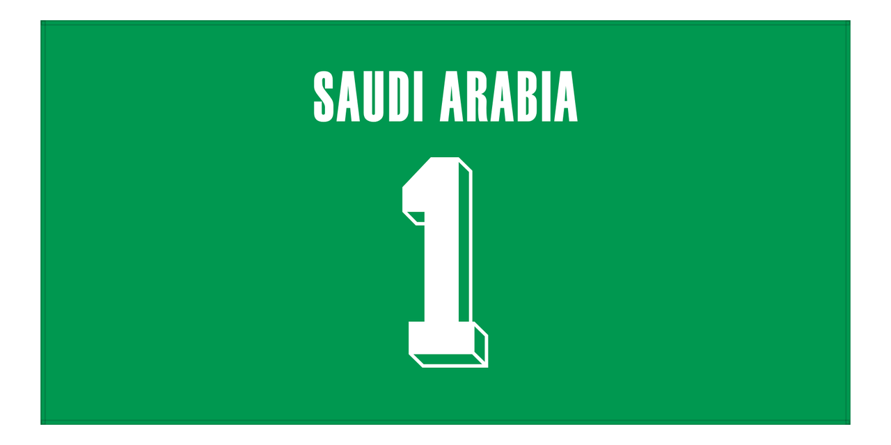 Personalized Saudi Arabia Jersey Number Beach Towel - Green - Front View