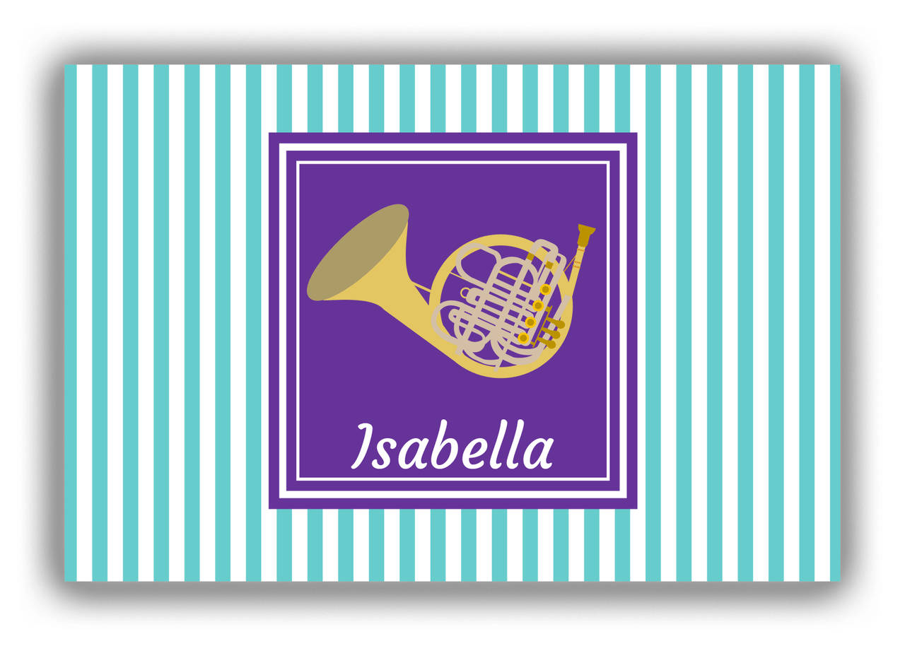 Personalized School Band Canvas Wrap & Photo Print I - Teal Background - French Horn - Front View