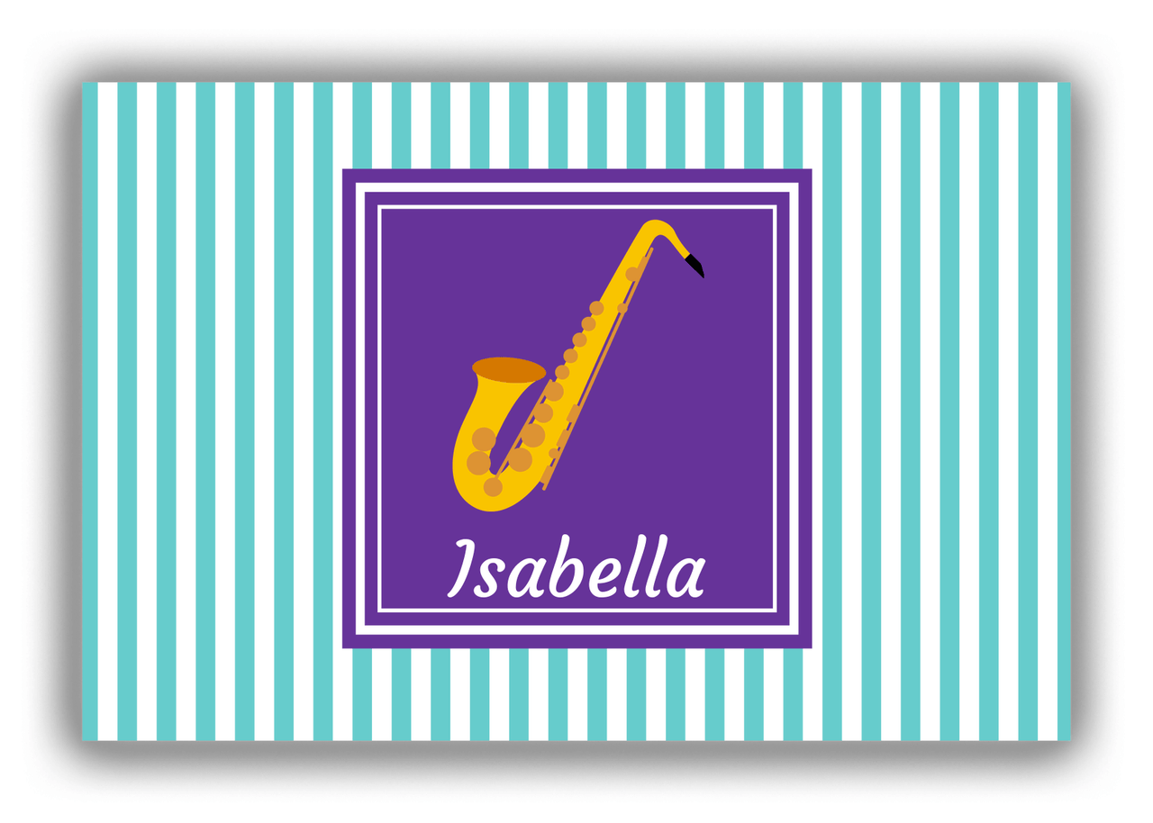 Personalized School Band Canvas Wrap & Photo Print I - Teal Background - Alto Sax - Front View