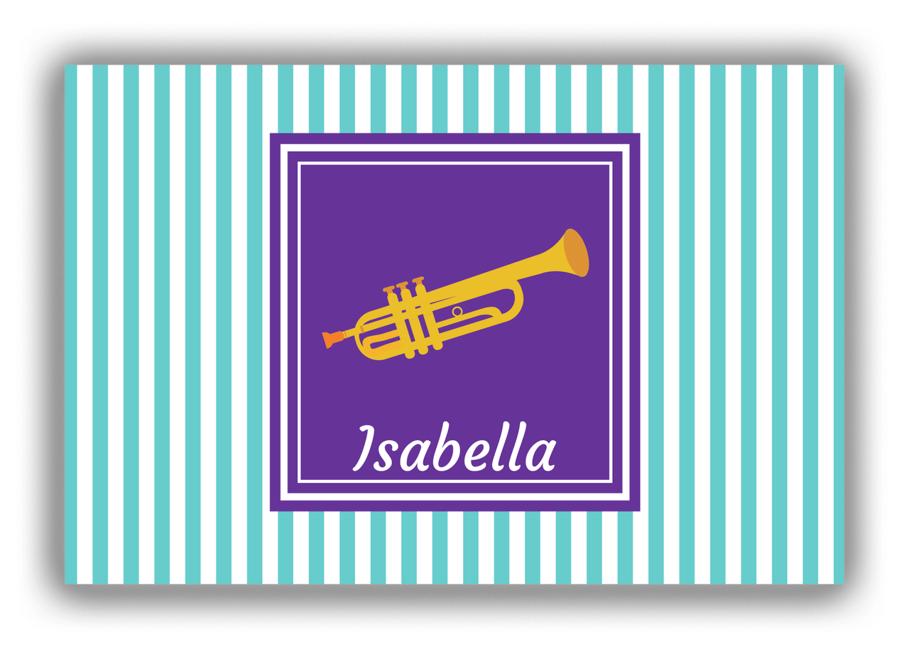 Personalized School Band Canvas Wrap & Photo Print I - Teal Background - Trumpet - Front View