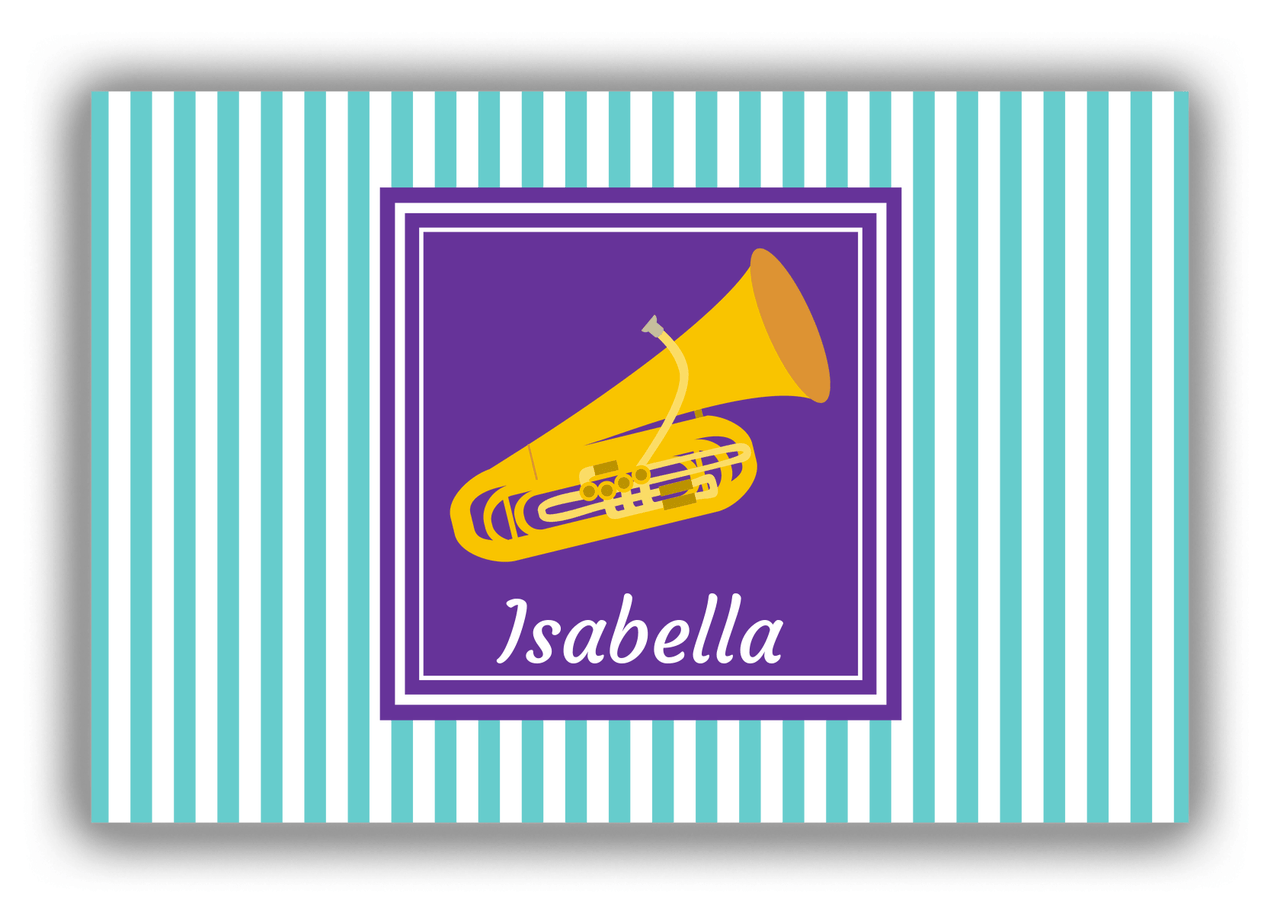 Personalized School Band Canvas Wrap & Photo Print I - Teal Background - Baritone - Front View