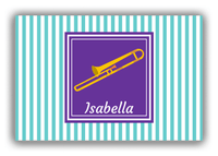 Thumbnail for Personalized School Band Canvas Wrap & Photo Print I - Teal Background - Trombone - Front View