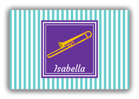 Thumbnail for Personalized School Band Canvas Wrap & Photo Print I - Teal Background - Trombone - Front View
