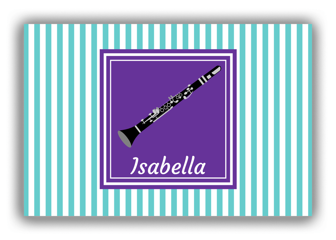 Personalized School Band Canvas Wrap & Photo Print I - Teal Background - Clarinet - Front View