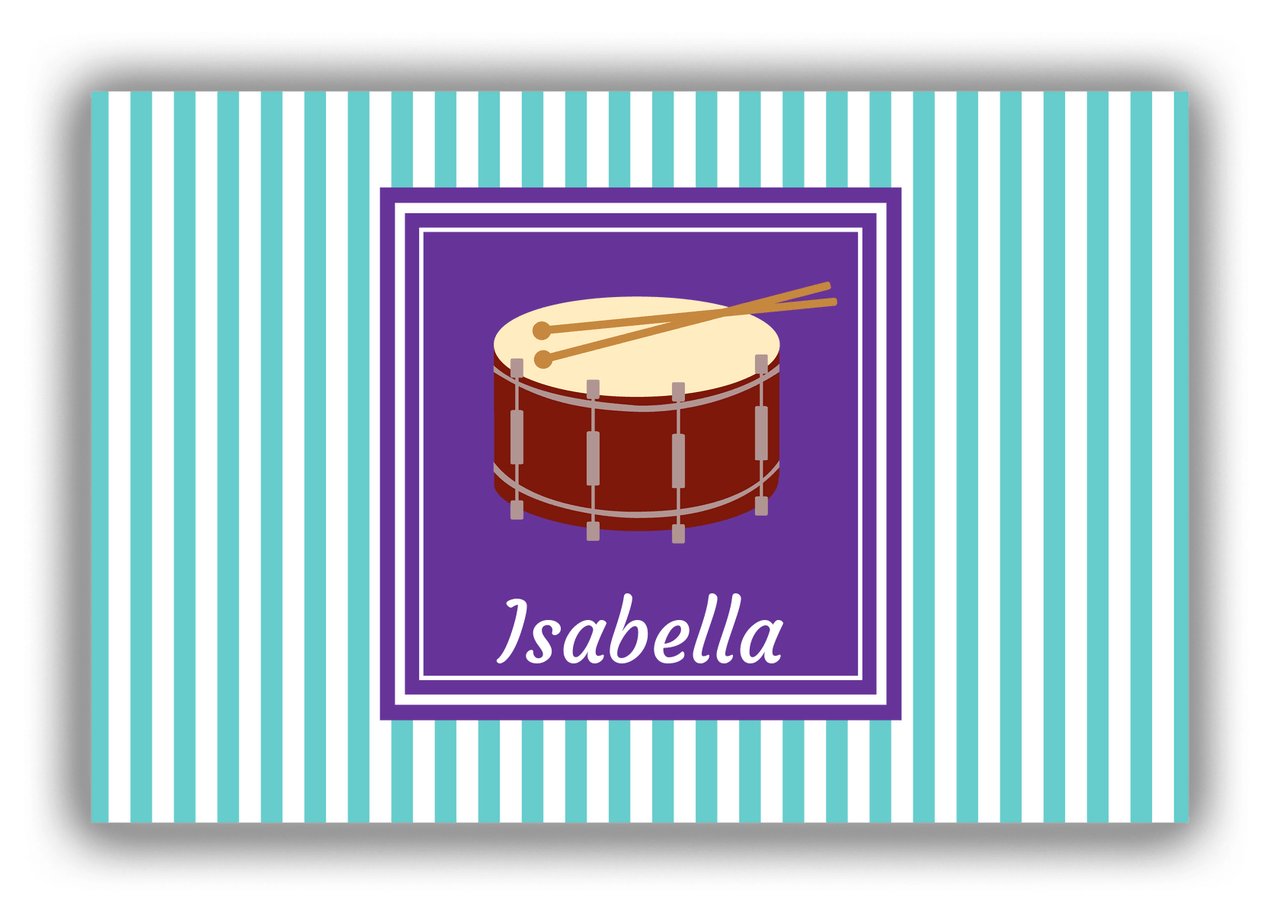 Personalized School Band Canvas Wrap & Photo Print I - Teal Background - Snare - Front View