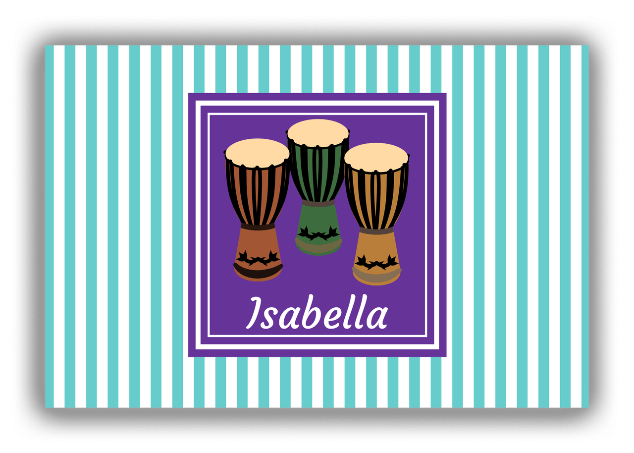 Personalized School Band Canvas Wrap & Photo Print I - Teal Background - Congas - Front View