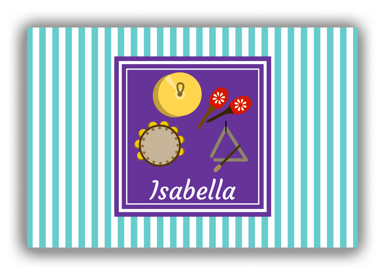 Personalized School Band Canvas Wrap & Photo Print I - Teal Background - Hand Percussion - Front View